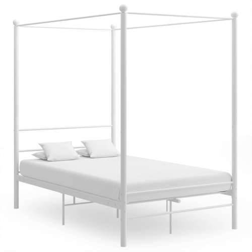 Okvir za krevet s nadstrešnicom bijeli metalni 140 x 200 cm  - Bijela 140 x 200 cm Cijena