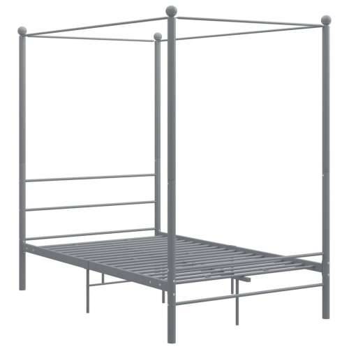Okvir za krevet s nadstrešnicom sivi metalni 140 x 200 cm  - Siva 140 x 200 cm Cijena