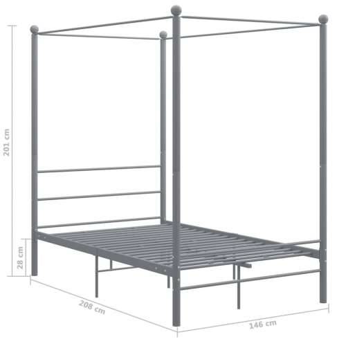 Okvir za krevet s nadstrešnicom sivi metalni 140 x 200 cm  - Siva 140 x 200 cm Cijena