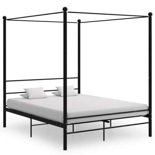 Okvir za krevet s nadstrešnicom crni metalni 160 x 200 cm  - Crna 160 x 200 cm Cijena
