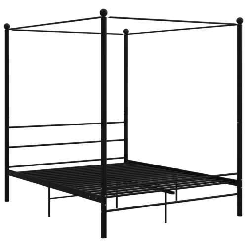 Okvir za krevet s nadstrešnicom crni metalni 160 x 200 cm  - Crna 160 x 200 cm Cijena