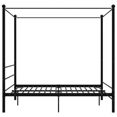Okvir za krevet s nadstrešnicom crni metalni 160 x 200 cm  - Crna 160 x 200 cm Cijena