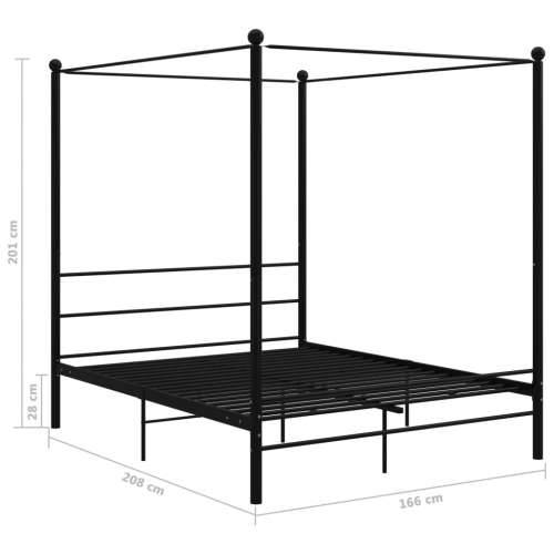Okvir za krevet s nadstrešnicom crni metalni 160 x 200 cm  - Crna 160 x 200 cm Cijena