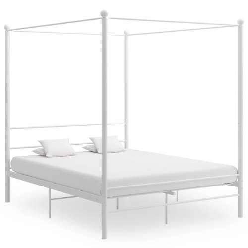 Okvir za krevet s nadstrešnicom bijeli metalni 160 x 200 cm  Bijela 160 x 200 cm Cijena