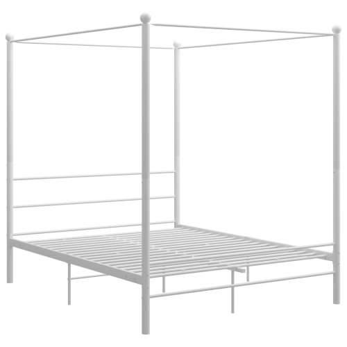 Okvir za krevet s nadstrešnicom bijeli metalni 160 x 200 cm  Bijela 160 x 200 cm Cijena