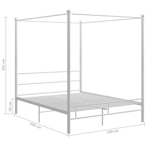 Okvir za krevet s nadstrešnicom bijeli metalni 160 x 200 cm  Bijela 160 x 200 cm Cijena
