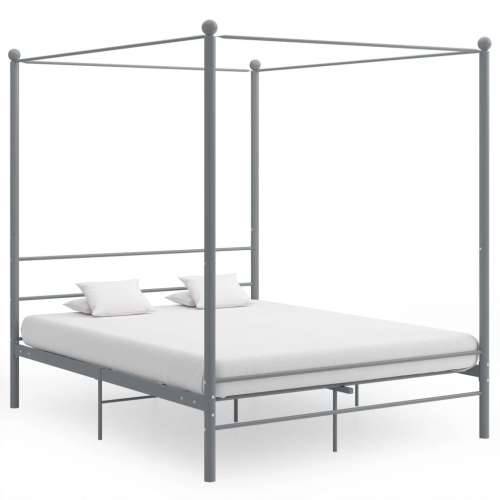 Okvir za krevet s nadstrešnicom sivi metalni 160 x 200 cm  - Siva 160 x 200 cm Cijena