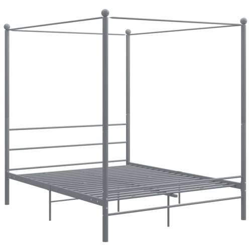 Okvir za krevet s nadstrešnicom sivi metalni 160 x 200 cm  - Siva 160 x 200 cm Cijena