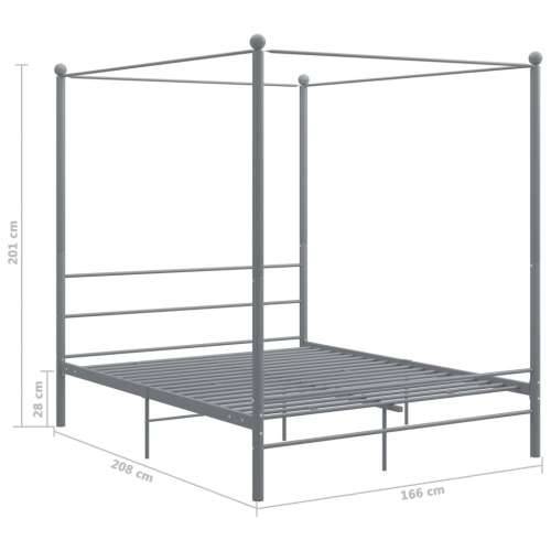 Okvir za krevet s nadstrešnicom sivi metalni 160 x 200 cm  - Siva 160 x 200 cm Cijena