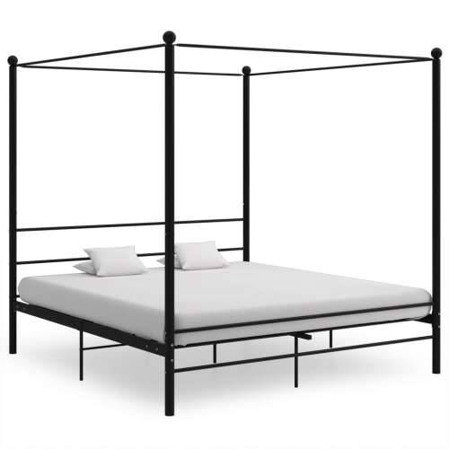 Okvir za krevet s nadstrešnicom crni metalni 180 x 200 cm  Crna 180 x 200 cm Cijena