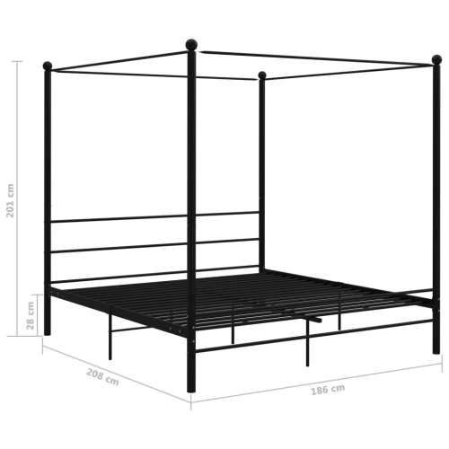 Okvir za krevet s nadstrešnicom crni metalni 180 x 200 cm  Crna 180 x 200 cm Cijena