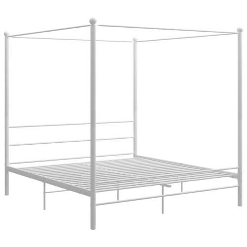 Okvir za krevet s nadstrešnicom bijeli metalni 180 x 200 cm  - Bijela 180 x 200 cm Cijena