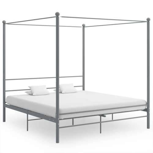 Okvir za krevet s nadstrešnicom sivi metalni 180 x 200 cm  - Siva 180 x 200 cm Cijena