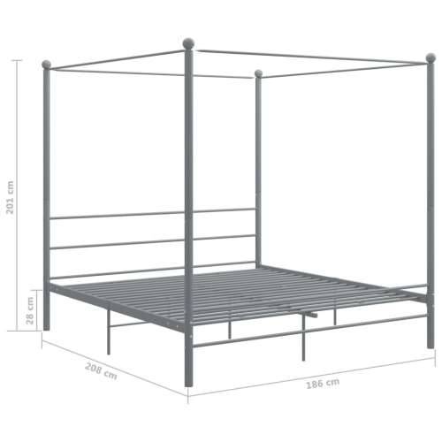 Okvir za krevet s nadstrešnicom sivi metalni 180 x 200 cm  - Siva 180 x 200 cm Cijena
