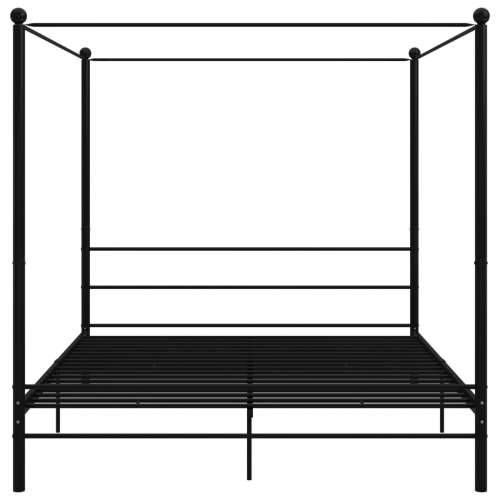 Okvir za krevet s nadstrešnicom crni metalni 200 x 200 cm  - Crna 200 x 200 cm Cijena