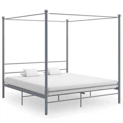 Okvir za krevet s nadstrešnicom sivi metalni 200 x 200 cm  - Siva 200 x 200 cm Cijena