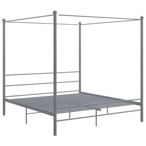 Okvir za krevet s nadstrešnicom sivi metalni 200 x 200 cm  - Siva 200 x 200 cm Cijena