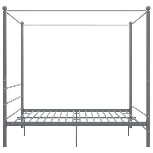 Okvir za krevet s nadstrešnicom sivi metalni 200 x 200 cm  - Siva 200 x 200 cm Cijena