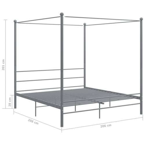 Okvir za krevet s nadstrešnicom sivi metalni 200 x 200 cm  - Siva 200 x 200 cm Cijena