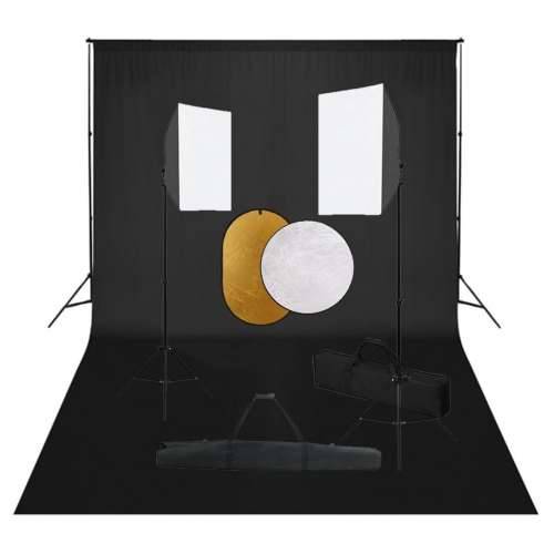 Fotografska oprema sa softboxovima, pozadinom i reflektorom - Crna 500 x 300 cm 1 Cijena