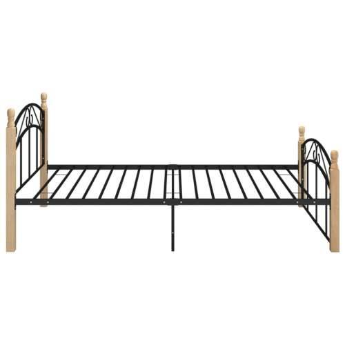 Okvir kreveta crni od metala i masivne hrastovine 120 x 200 cm  - Svjetlosmeđa 120 x 200 cm Cijena