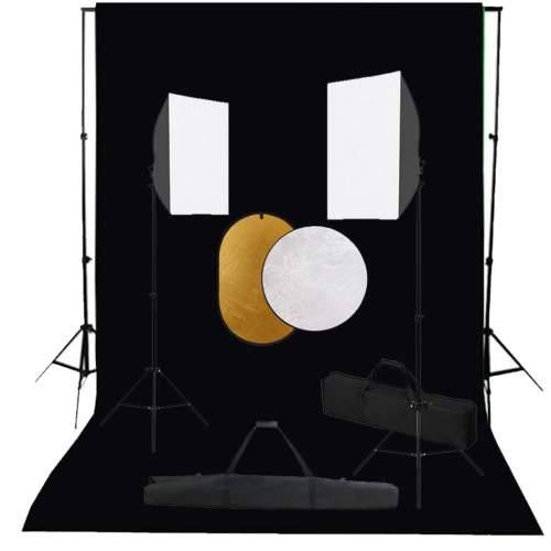 Fotografska oprema sa softboxovima, pozadinom i reflektorom - Crna 300 x 300 cm 1 Cijena