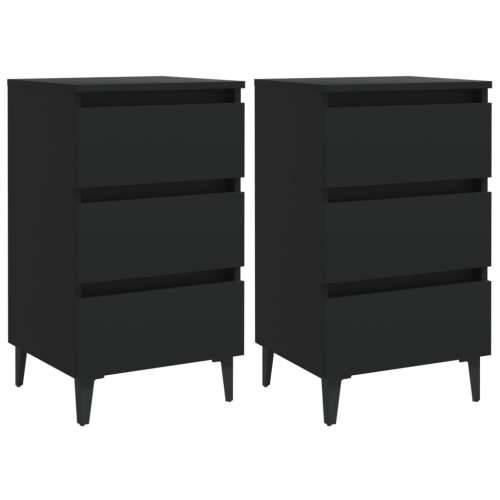 805908 Bed Cabinet with Metal Legs 2 pcs Black 40x35x69 cm Cijena