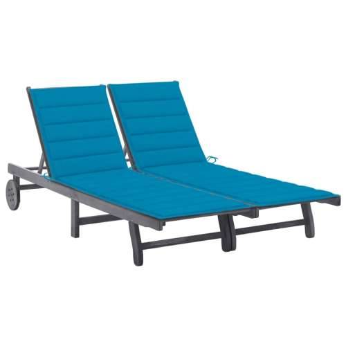 Vrtna ležaljka za 2 osobe s jastucima siva masivno drvo bagrema - Plava 200 x 123 x 85 cm 1 Cijena