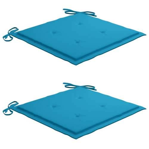 3-dijelni bistro set s plavim jastucima od masivne tikovine Cijena