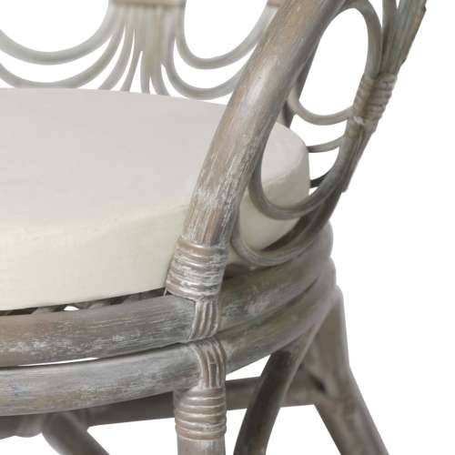 Blagovaonska stolica s jastukom siva prirodni ratan i platno Cijena