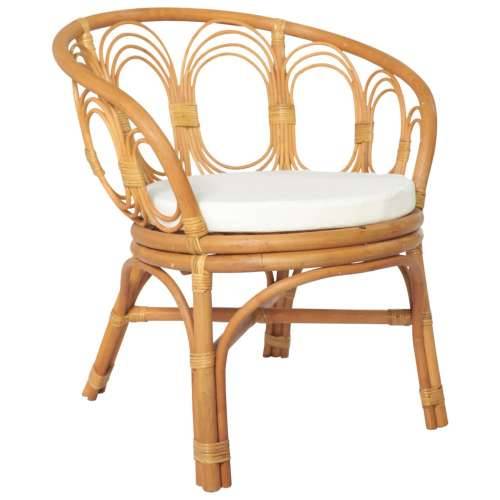 Blagovaonska stolica s jastukom svjetlosmeđi ratan i platno