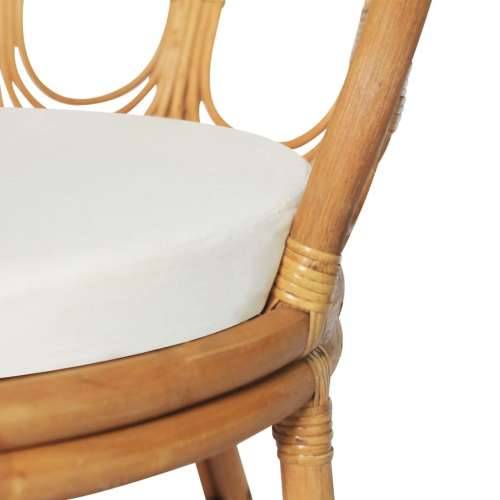 Blagovaonska stolica s jastukom svjetlosmeđi ratan i platno Cijena