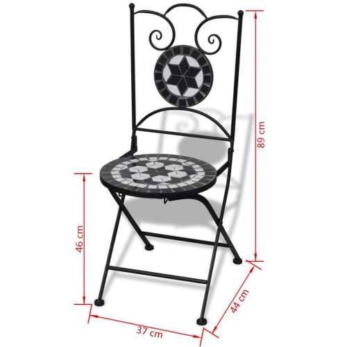 Sklopive bistro stolice 2 kom keramičke crno-bijele Cijena