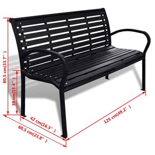 Vrtna klupa 125 cm od čelika i WPC-a crna - Crna 125 cm 1 Cijena