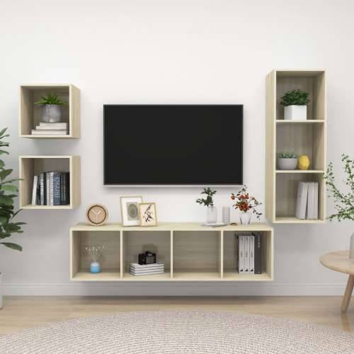 4-dijelni set TV ormarića boja hrasta sonome konstruirano drvo - sonoma hrast 1 Cijena