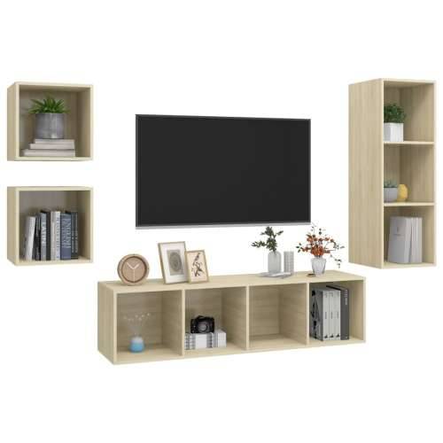 4-dijelni set TV ormarića boja hrasta sonome konstruirano drvo - sonoma hrast 1 Cijena