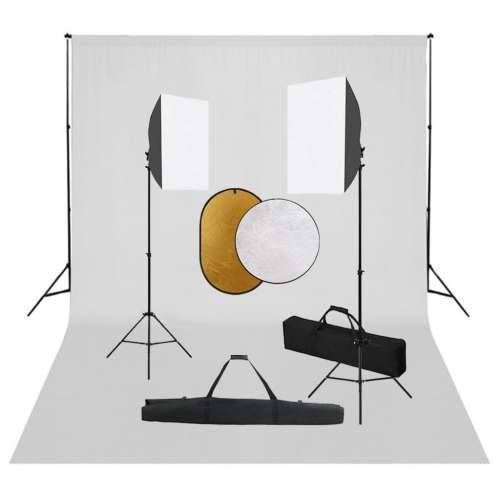 Fotografska oprema sa softboxovima, pozadinom i reflektorom - Bijela 500 x 300 cm 1 Cijena