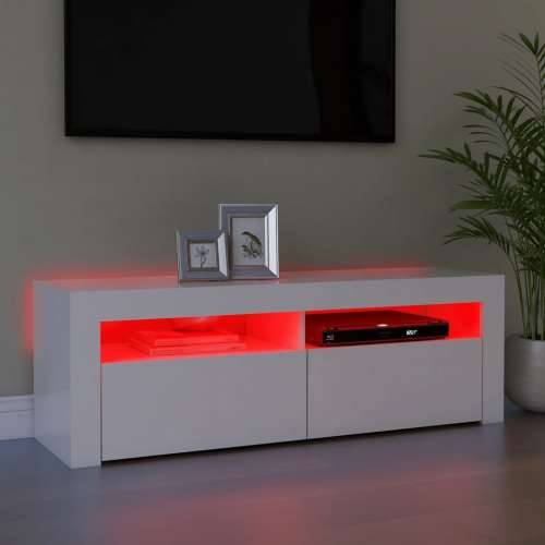 TV ormarić s LED svjetlima bijeli 120 x 35 x 40 cm - Bijela 1 Cijena
