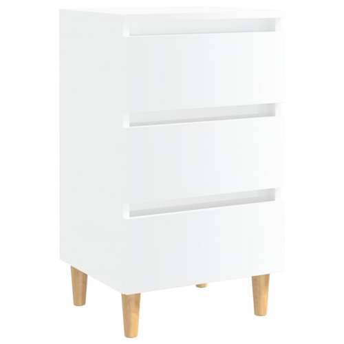Noćni ormarić s drvenim nogama sjajni bijeli 40 x 35 x 69 cm - Visoko sjajno bijela 1 Cijena
