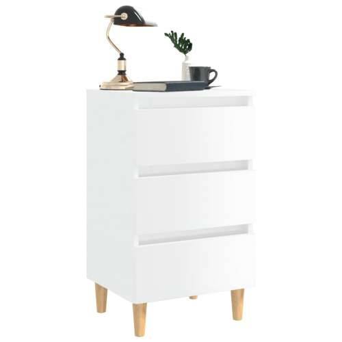 Noćni ormarić s drvenim nogama sjajni bijeli 40 x 35 x 69 cm - Visoko sjajno bijela 1 Cijena