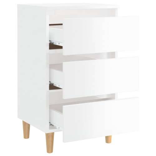 Noćni ormarić s drvenim nogama sjajni bijeli 40 x 35 x 69 cm - Visoko sjajno bijela 1 Cijena