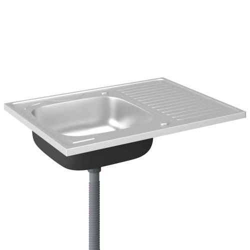 Kuhinjski sudoper s cjedilom srebrni 800 x 600 x 155 mm čelični - 800 x 600 x 155 mm Cijena