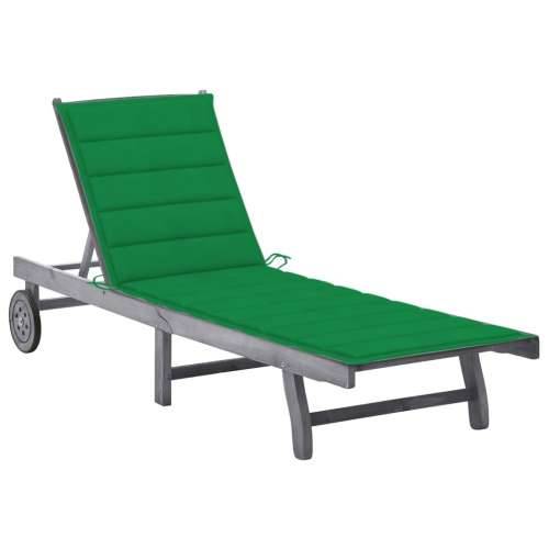 Vrtna ležaljka s jastukom siva od masivnog bagremovog drva - Zelena 200 x 63 x 85 cm 1 Cijena