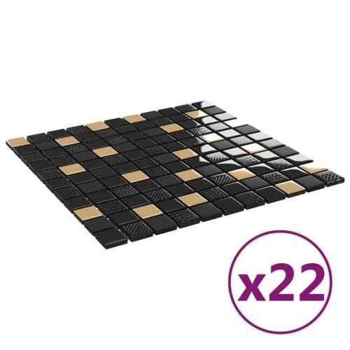 Pločice s mozaikom 22 kom crno-zlatne 30 x 30 cm staklene Cijena