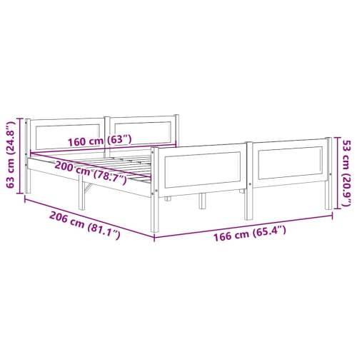 Okvir za krevet od masivne borovine 160 x 200 cm - Smeđa 160 x 200 cm Cijena