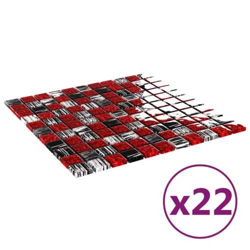 Pločice s mozaikom 22 kom crno-crvene 30 x 30 cm staklene Cijena