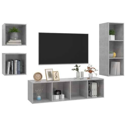 4-dijelni set TV ormarića siva boja betona konstruirano drvo - Beton siva 1 Cijena