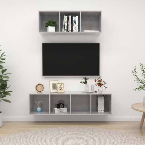 2-dijelni set TV ormarića siva boja betona konstruirano drvo - Beton siva 1 Cijena