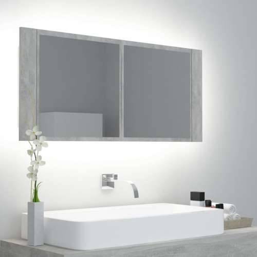 LED kupaonski ormarić s ogledalom siva boja betona 100x12x45 cm Cijena