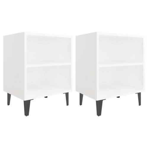 Noćni ormarići s metalnim nogama 2 kom bijeli 40 x 30 x 50 cm - Bijela 2 Cijena